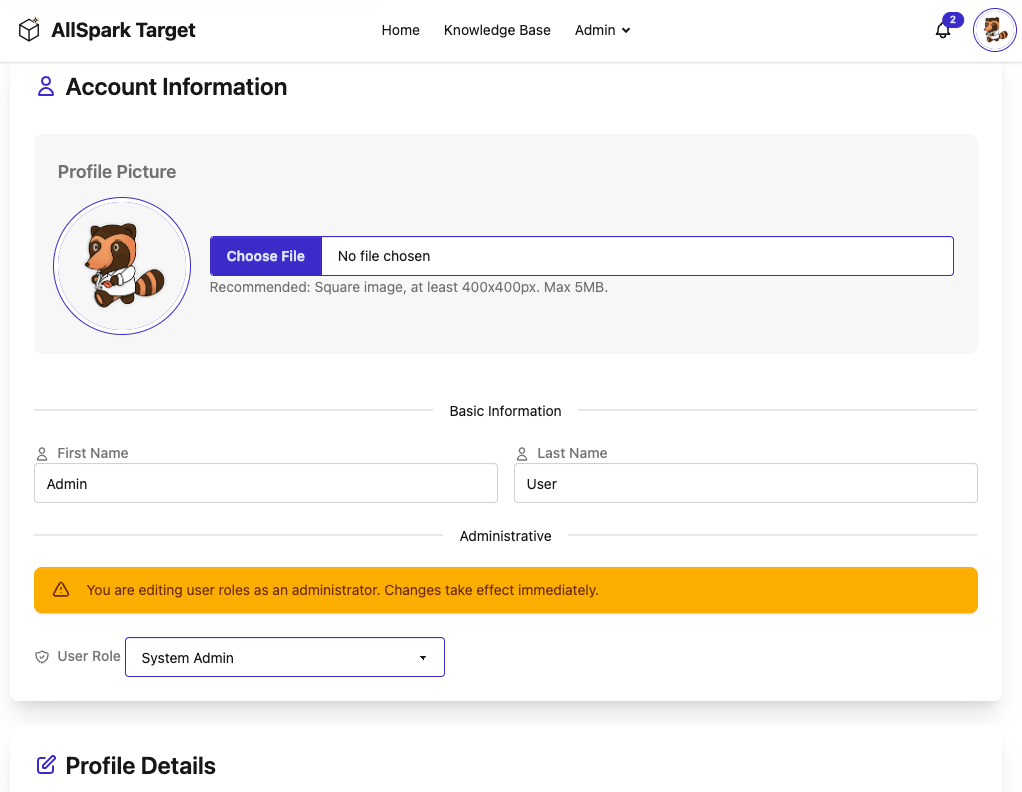 User profile management